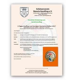 Einladung zum Vereinsausflug 2017